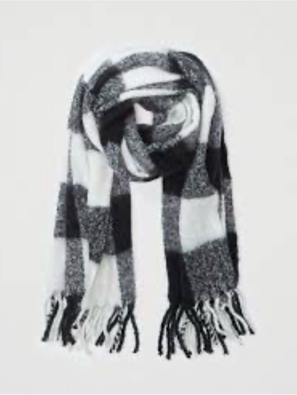 NWT Aerie Fringe Plaid Blanket Scarf in Black & White Check OS